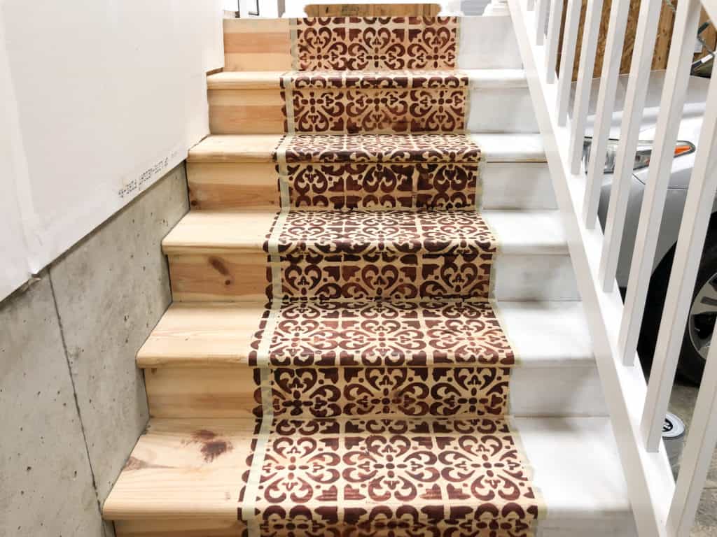 Stenciled Stained Steps