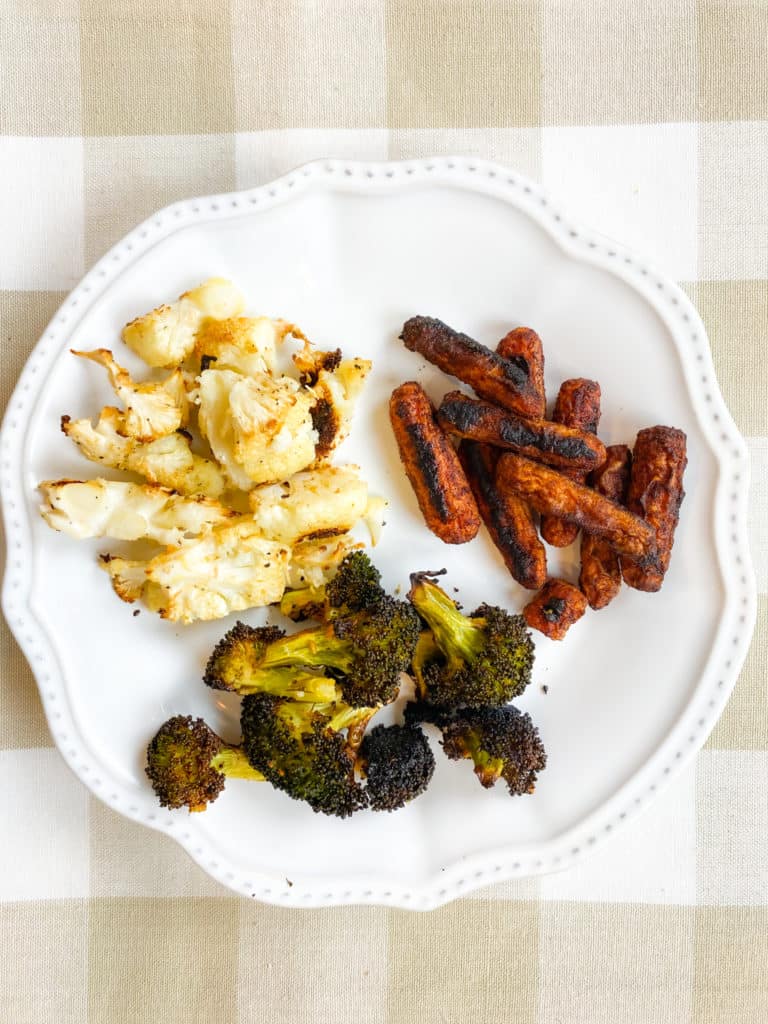 roasted broccoli cauliflower and carrots