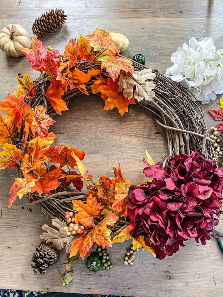 DIY Fall Wreath orange leaves