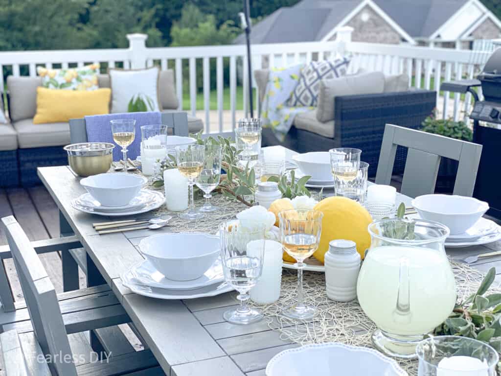 Pottery Barn Outdoor dining table makeover 