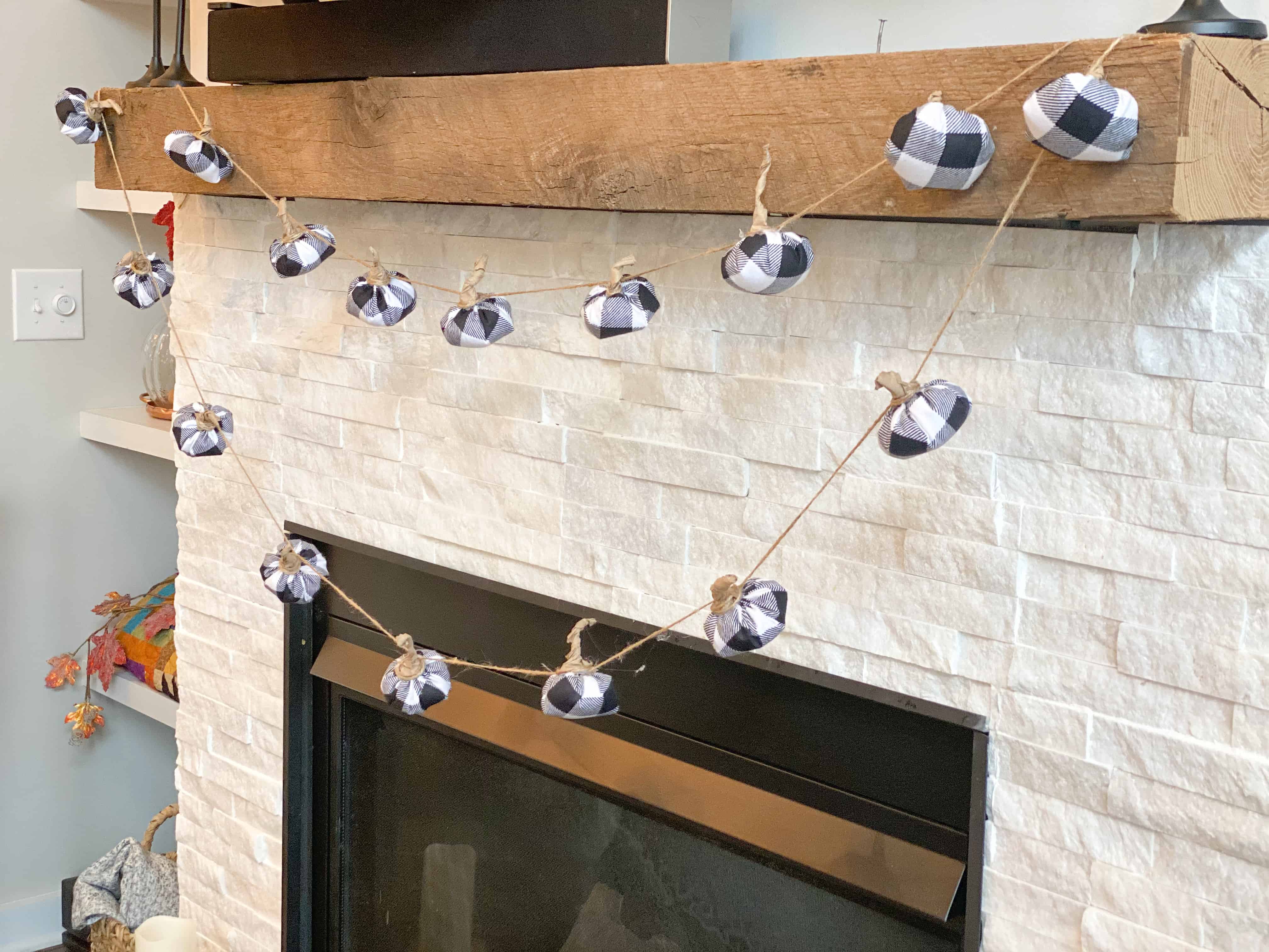 black and white buffalo check pumpkin garland