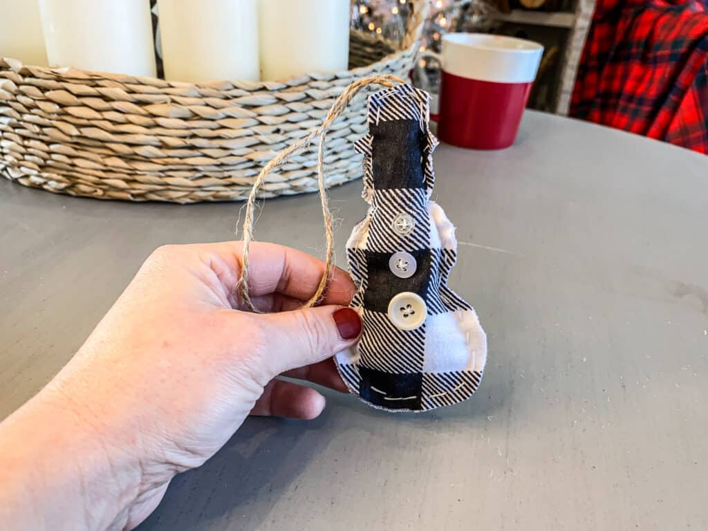 Buffalo check snowman ornament