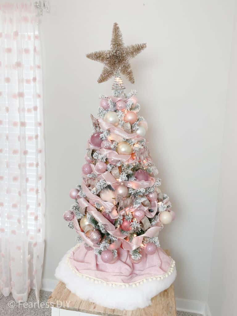 decorate a flocked christmas tree along with me