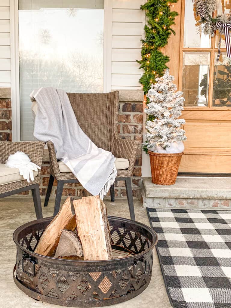 winter front porch setup