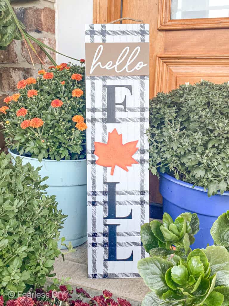 Fall sign with a maple leaf as the "A"