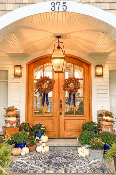 stained arched front doors